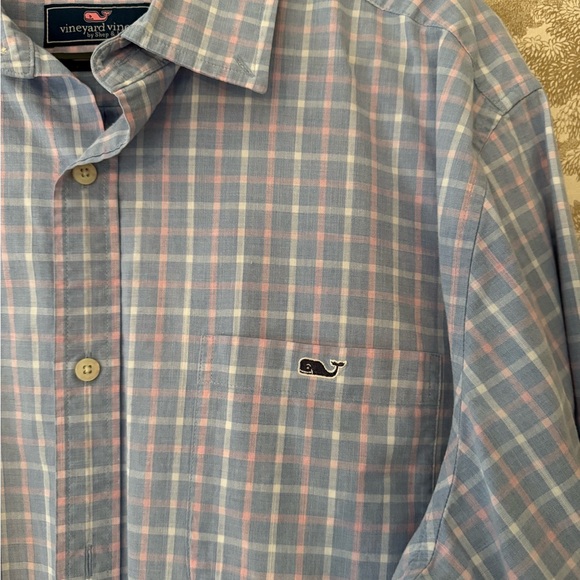 Vineyard Vines Light Blue Plaid Shirt - Picture 3 of 3